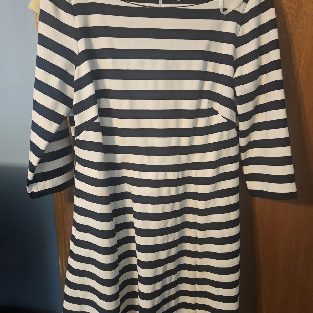 Eliza J Navy and White Striped Long Sleeve Dress